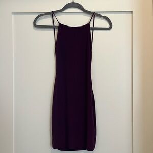Burgundy low back mini dress